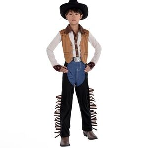 Western Cowboy Costume with Chaps Size XL‎ 14-16